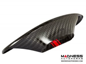 FIAT 500 ABARTH Headrest Inserts - Carbon Fiber (4pc set) - Red Racing Stripe w/ Scorpion 